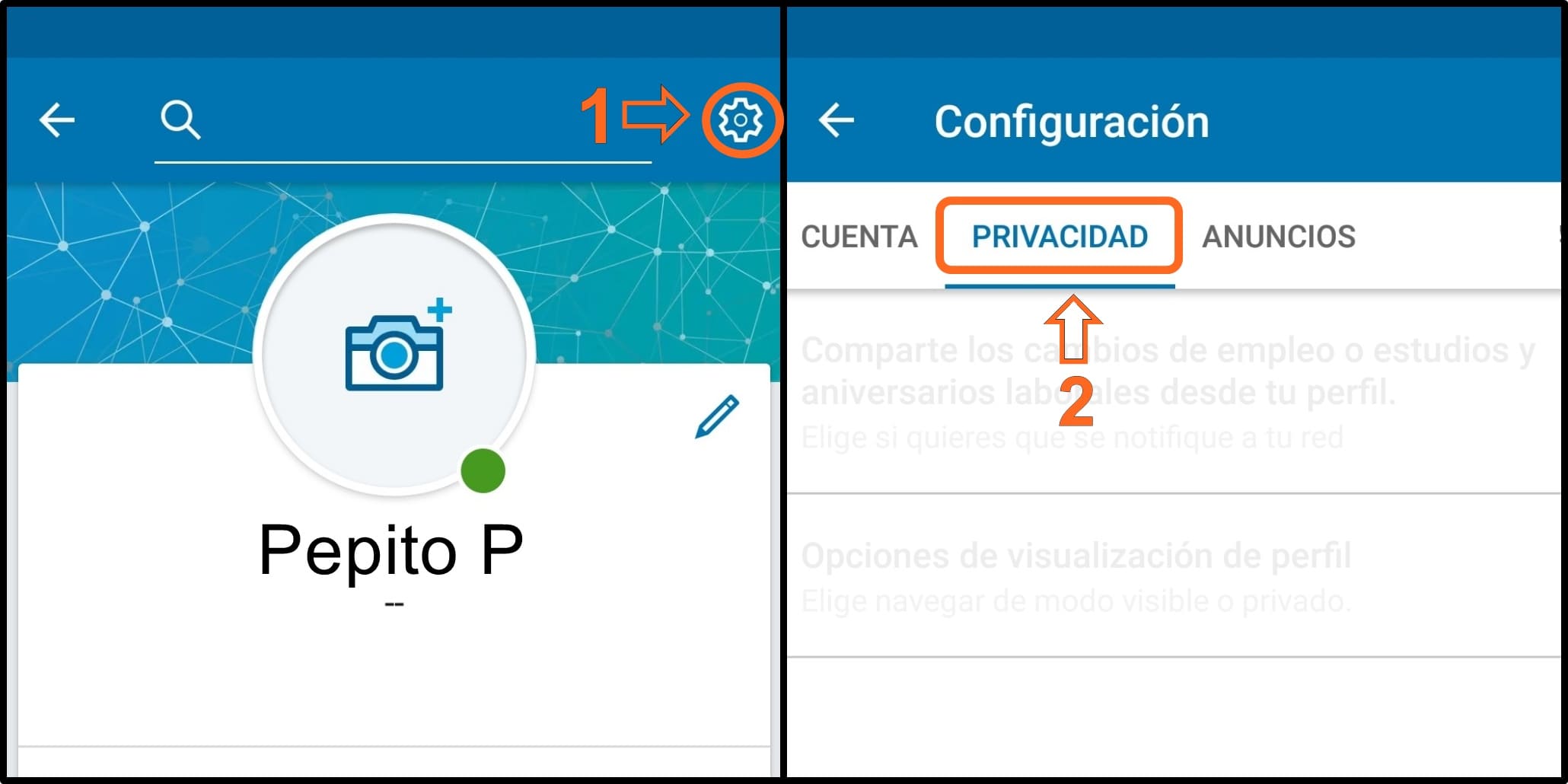 Configura tu privacidad en LinkedIn 2 1