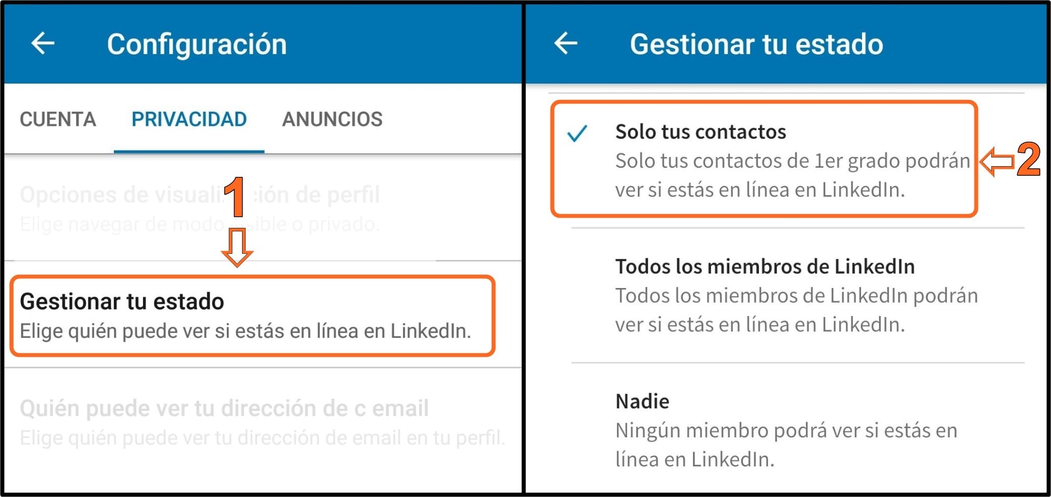 Configura tu privacidad en LinkedIn 4 3
