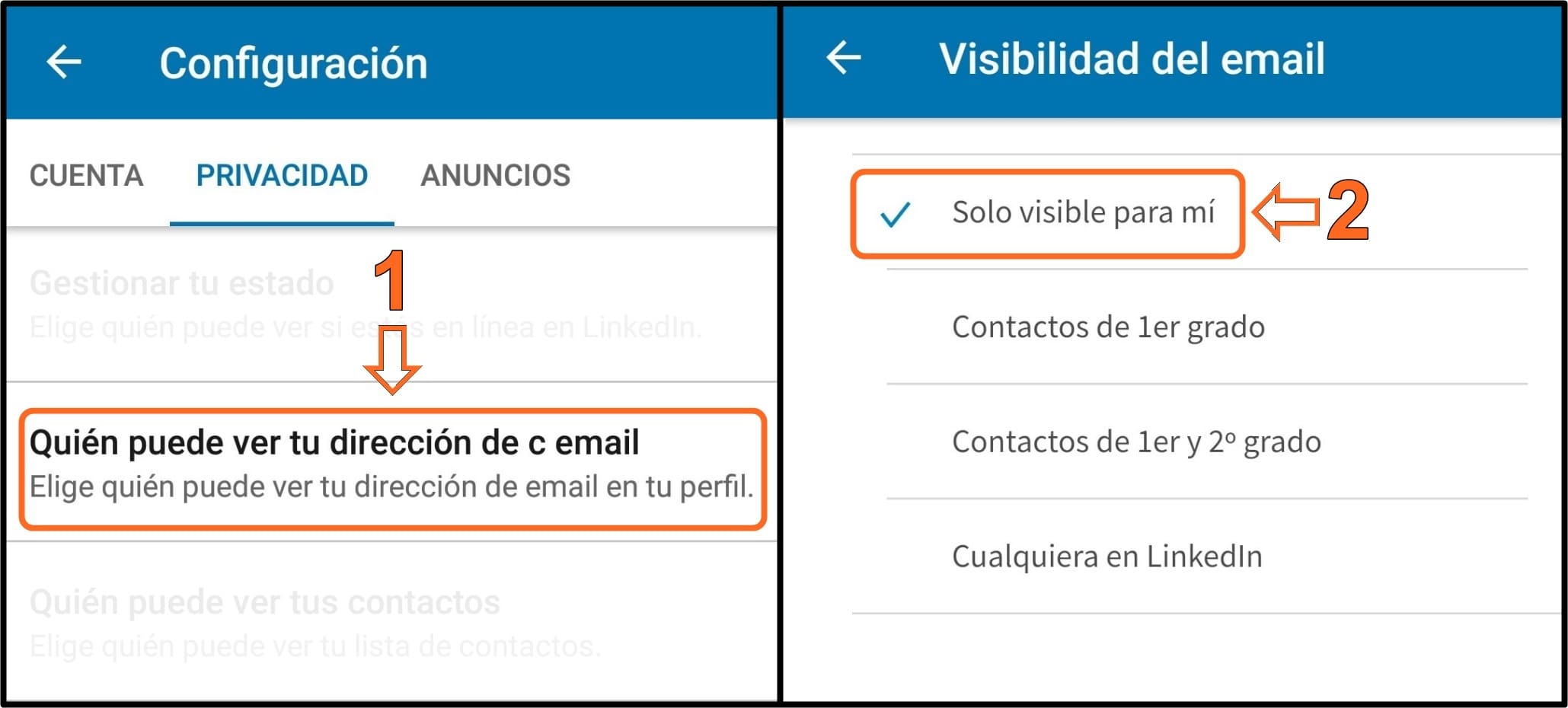 Configura tu privacidad en LinkedIn 5 4