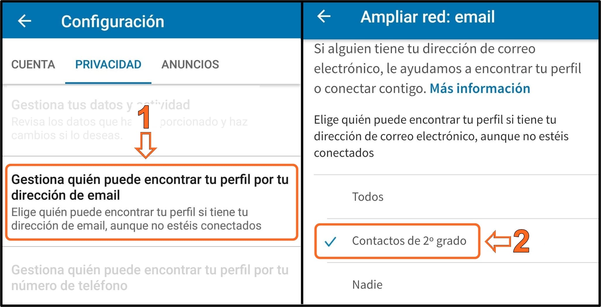 Configura tu privacidad en LinkedIn 8 7
