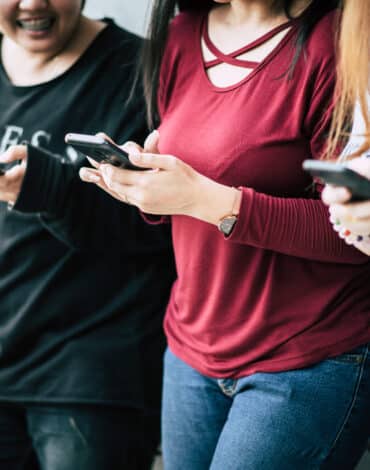 Women Touch And Chating with smart phone